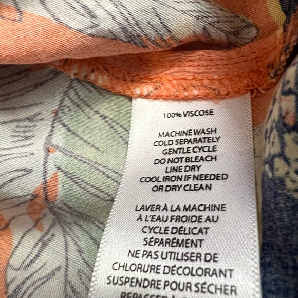 Beach Lunch Lounge Dress Womens Medium Tropical Sundress Pineapple Orange - Picture 6 of 8